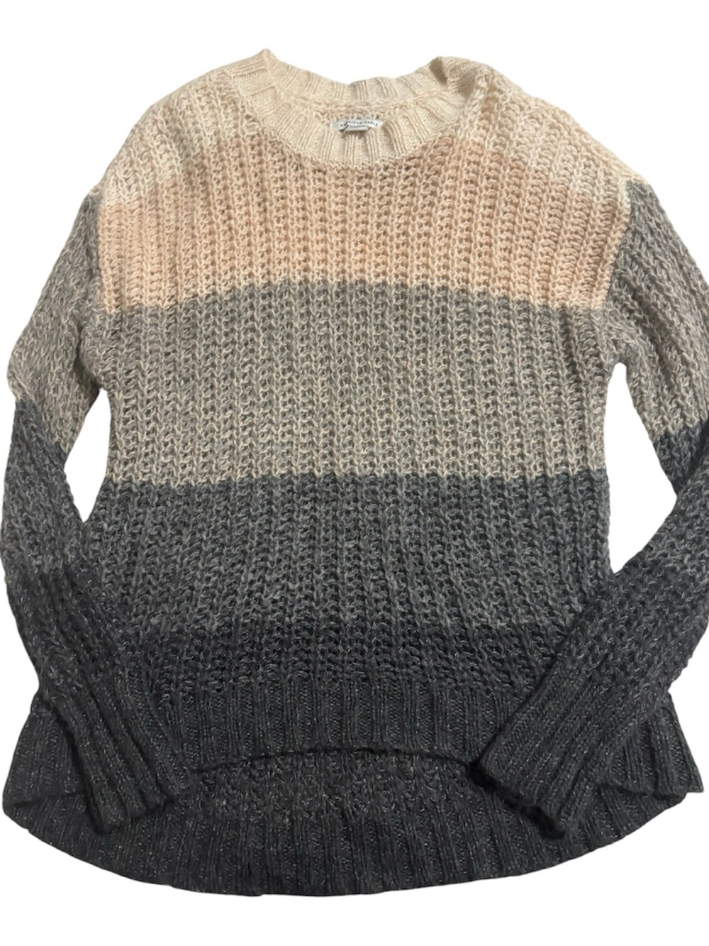 🟤🟤American Eagle Outfitters Ombre Crewneck Sweater in Cream and Gray